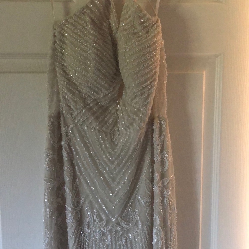 Adrianna Papell beaded off white gown